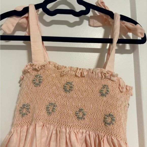 Aloaa Handmade Cotton Smocked Summer Pink Kids Dress Girl's Size 12 Months - Picture 2 of 8
